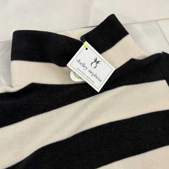 Dudley Stephens Greenpoint Turtleneck in Vello Fleece, NWT, Small Blk/Crm Stripe - Picture 5 of 6